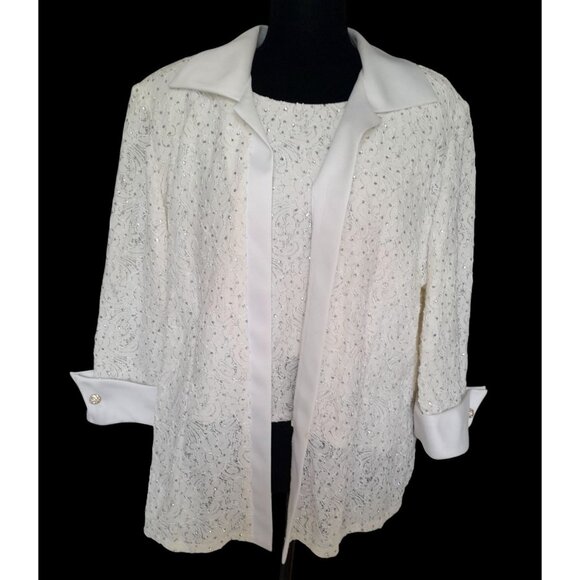 Vintage R & M Richards Size 18 Jeweled Evening Cocktail Holiday Tank Top & Jacke - Picture 1 of 8